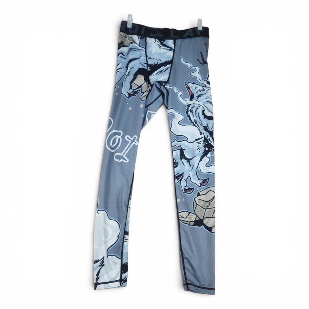 Lafroi Quick Dry Compression Pants Mens S/M Wolf Graphic Gym Workout Sportswear